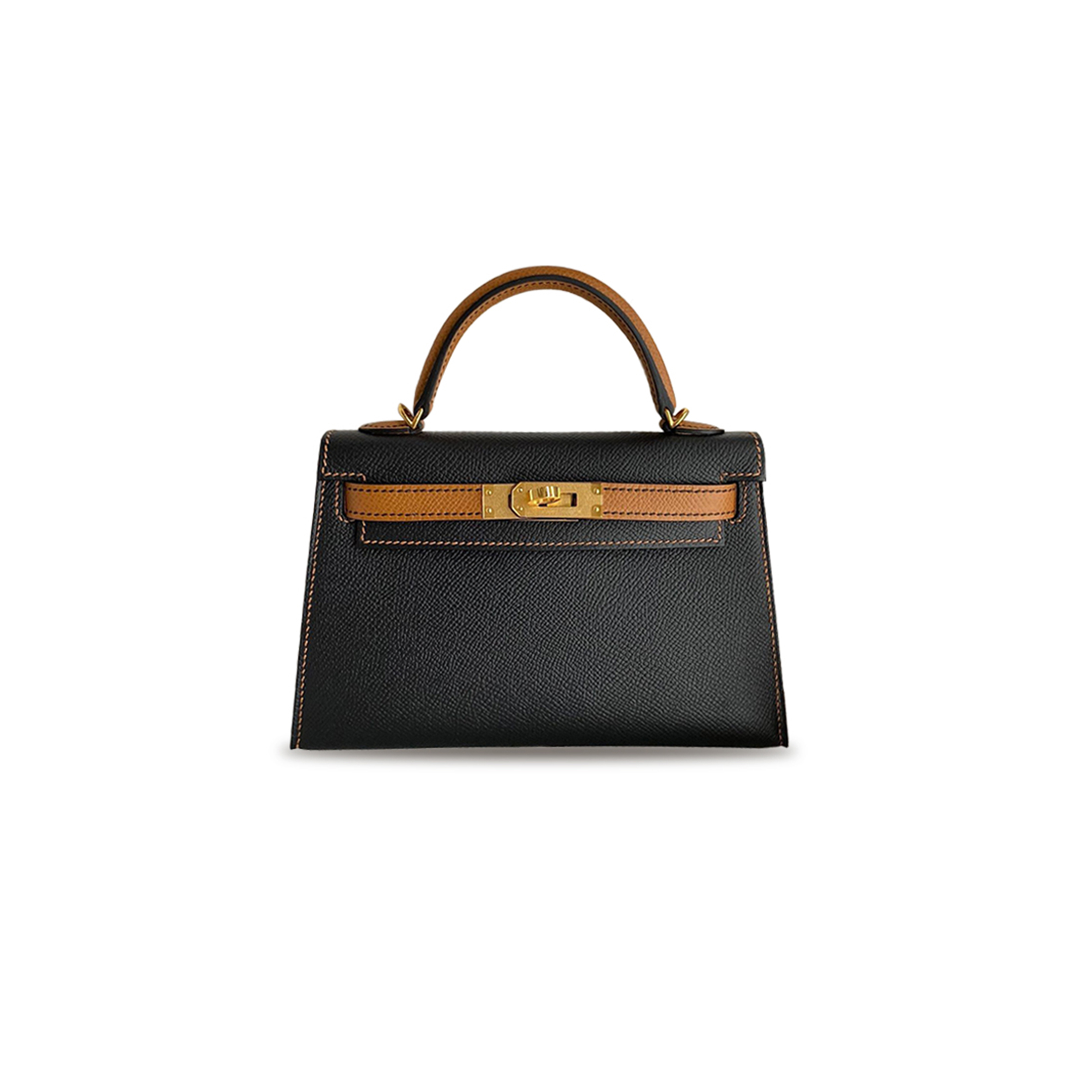 HERMÈS MASTER MINI KELLY II EPSOM BLACK WITH GOLD BROWN GOLD BUCKLE (19*12*5.5cm) 